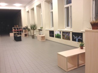 Exhibition-in-progress view